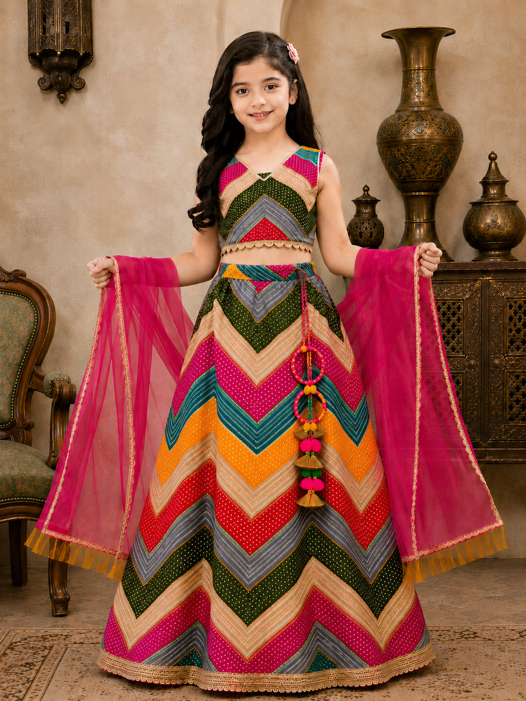 Lehenga Choli Ethnic Wear Chevron/Zig Zag Lehenga Choli