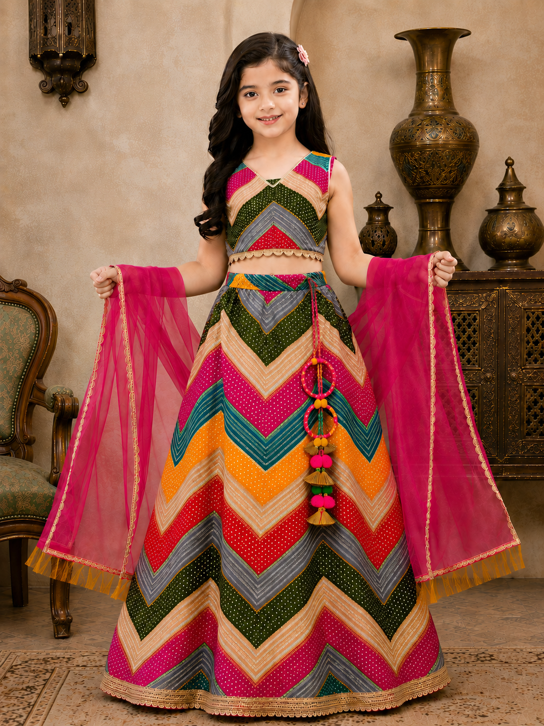 Lehenga Choli Ethnic Wear Chevron/Zig Zag Lehenga Choli