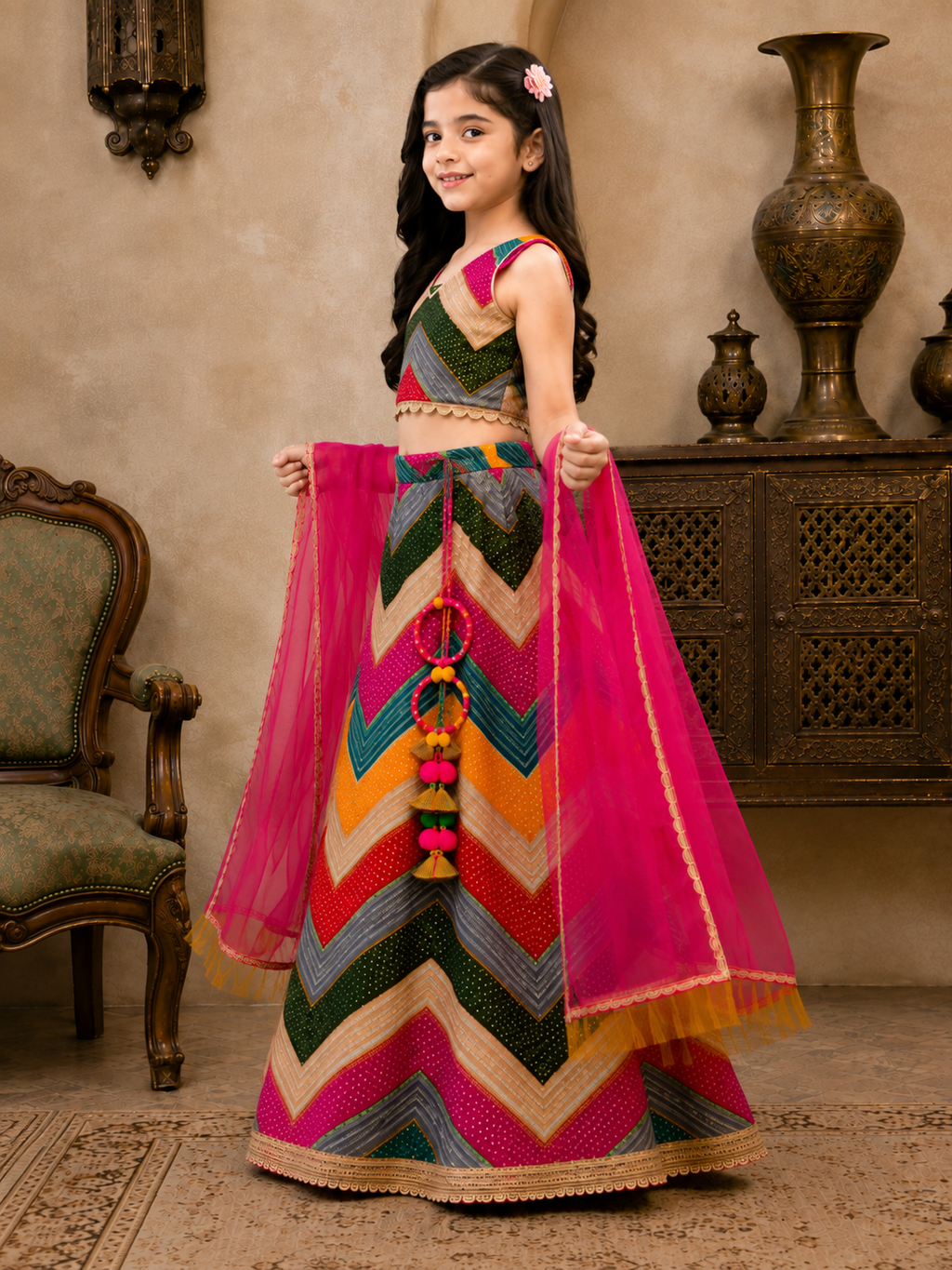 Lehenga Choli Ethnic Wear Chevron/Zig Zag Lehenga Choli