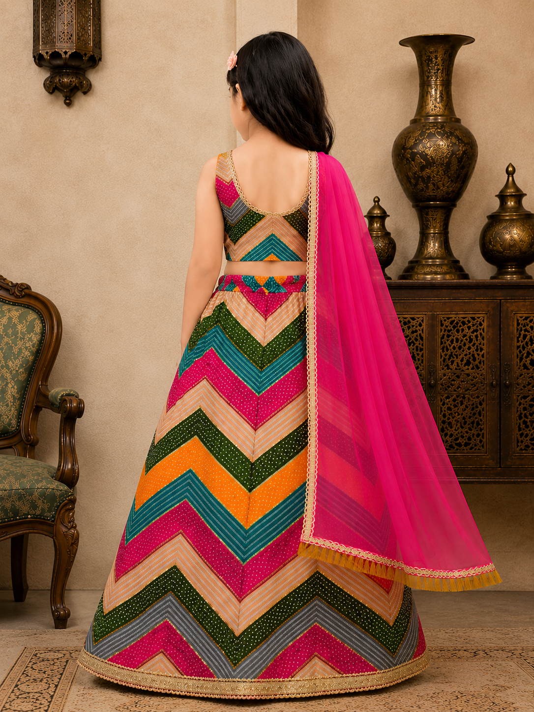 Lehenga Choli Ethnic Wear Chevron/Zig Zag Lehenga Choli