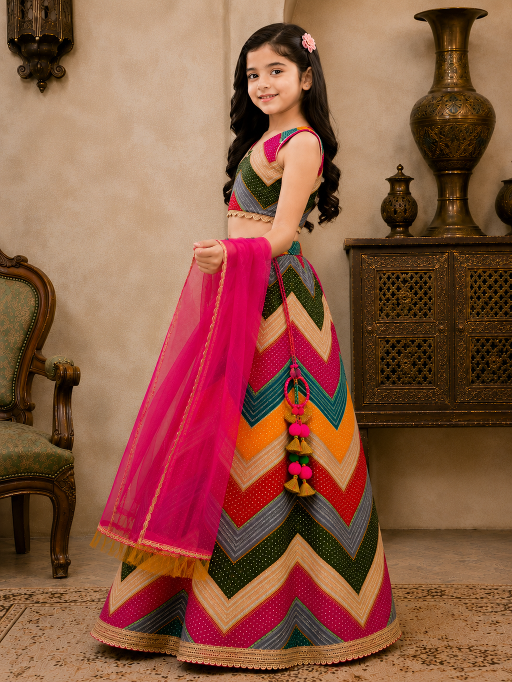 Lehenga Choli Ethnic Wear Chevron/Zig Zag Lehenga Choli