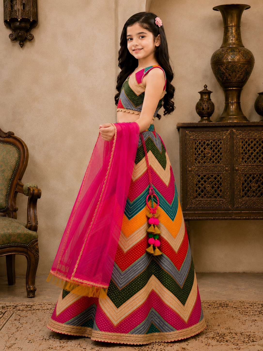 Lehenga Choli Ethnic Wear Chevron/Zig Zag Lehenga Choli
